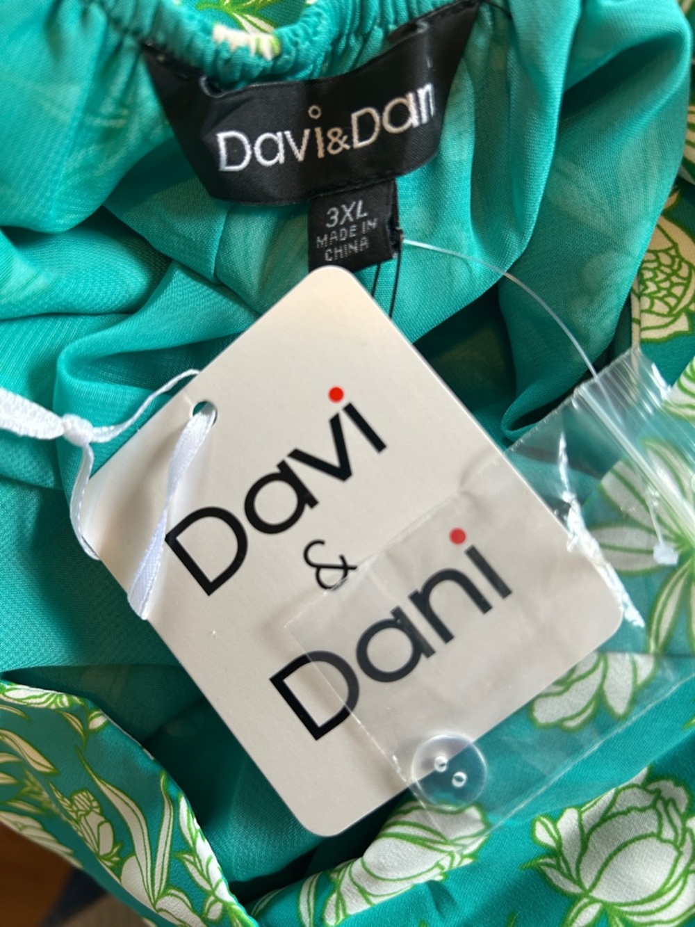 Davi & Dani Teal Floral Dress Plus 3X NWT Open Tie‑Back Lantern Sleeve Midi - Picture 2 of 12